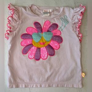 Billieblush Ruffle Sleeve Shirt with Sequin Flower